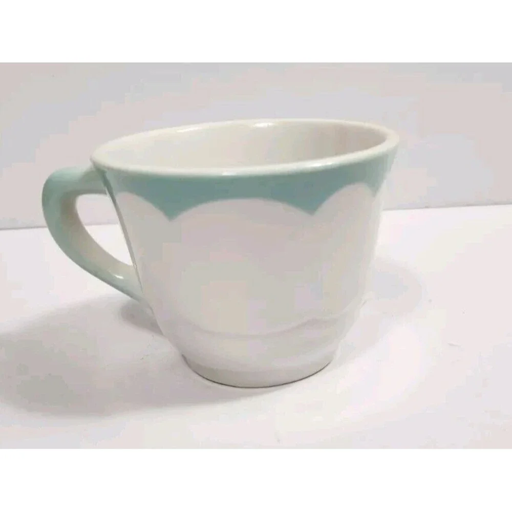 Vintage Jackson Custom China Mug  Turquoise Wave On White K8